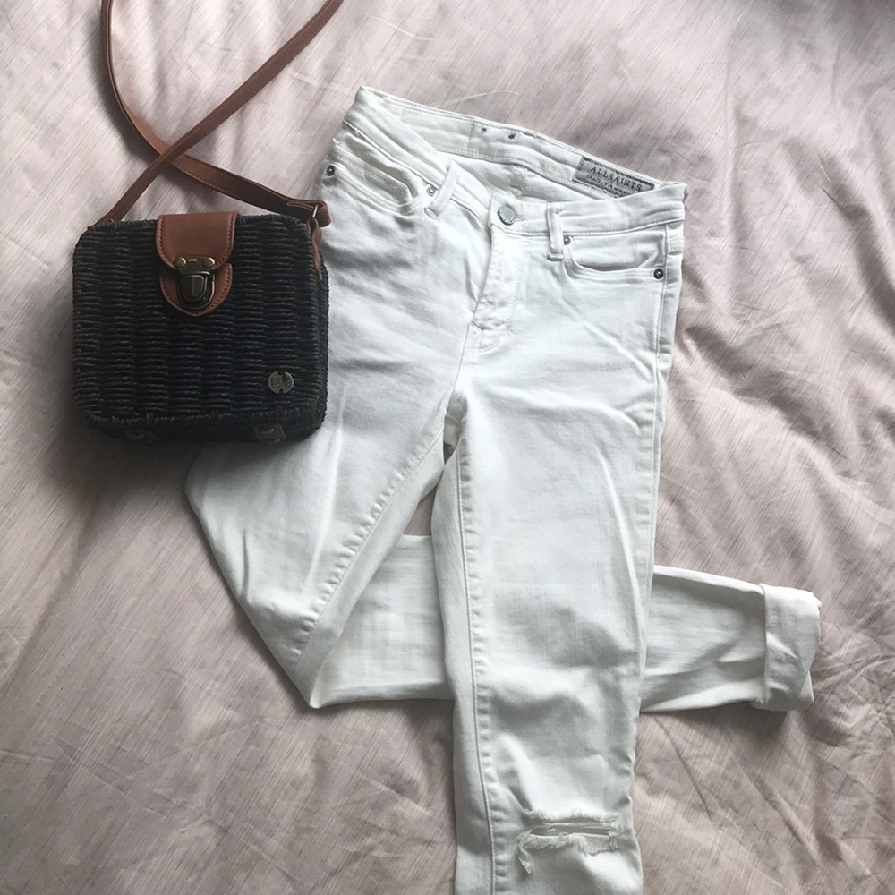 ALLSAINTS White Skinny Ripped Jeans